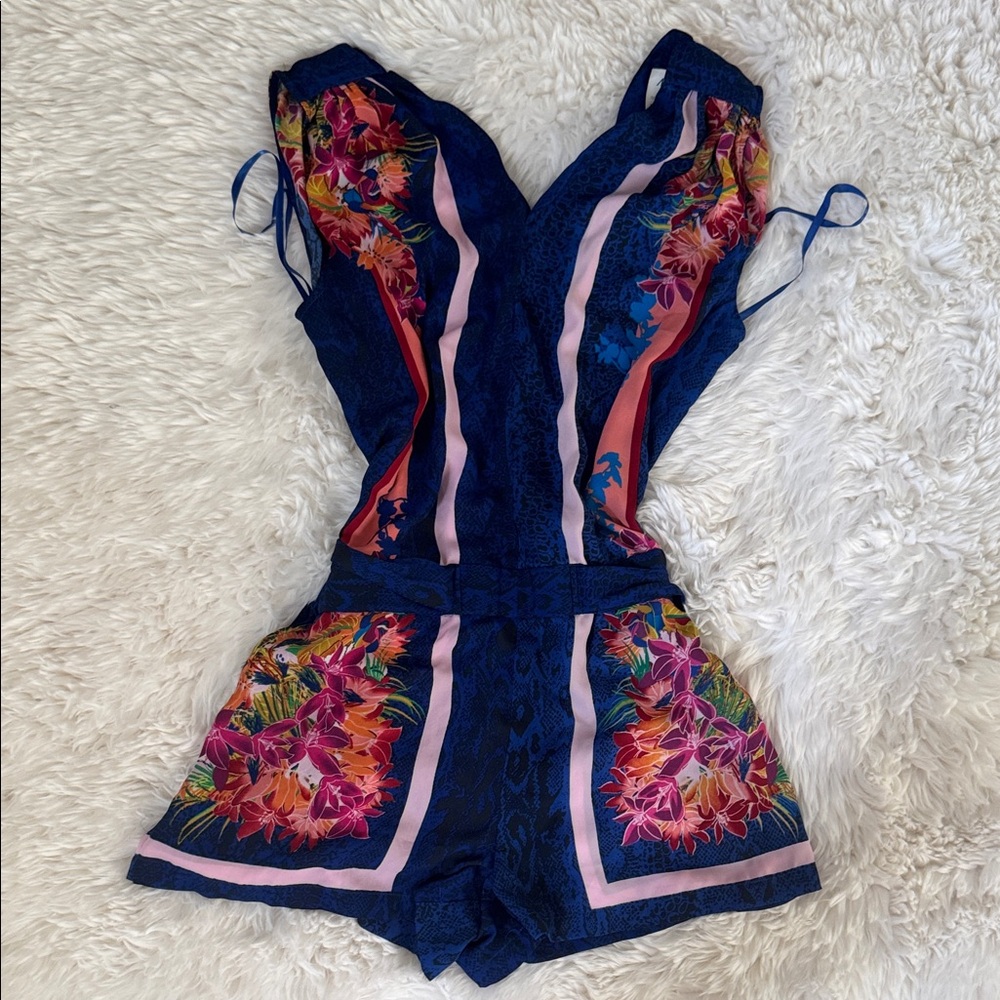 Navy Floral Print Women’s ' One-Piece Romper